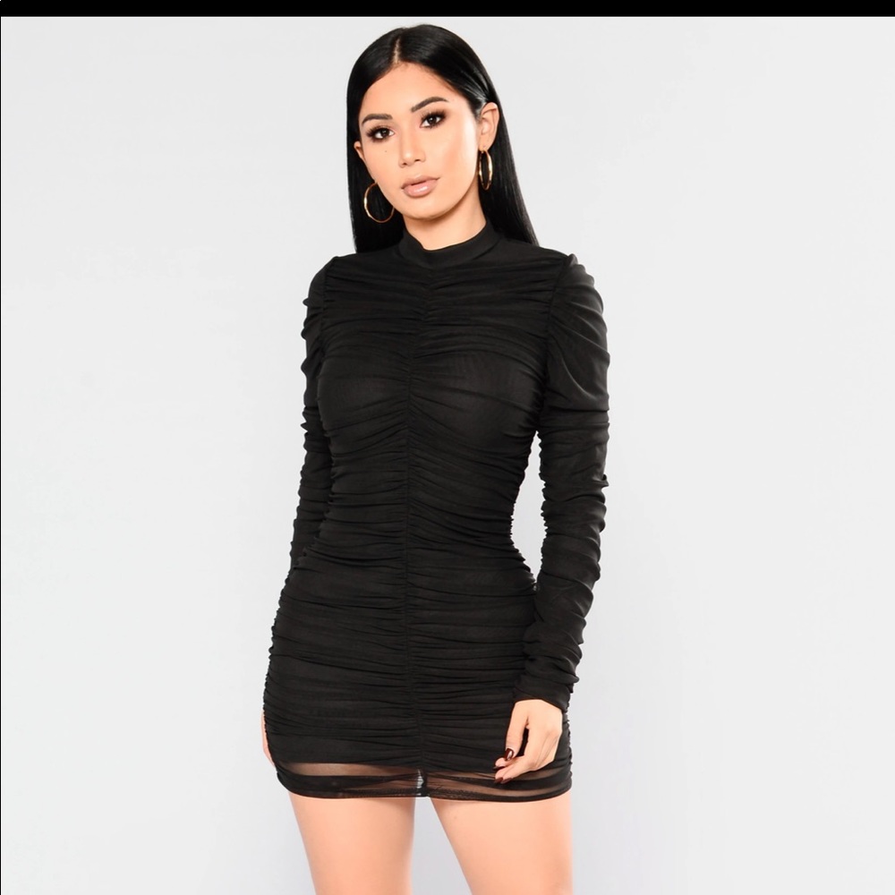 Fashion nova black paparazzi ruched dress 1X